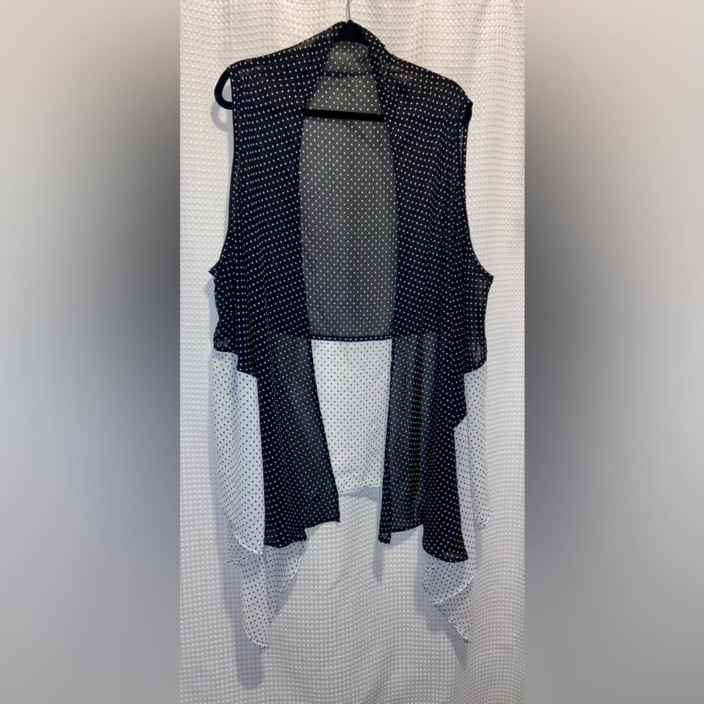 Michel Studio polka dots sheer sleeveless lightweight cardigan/vest size 24